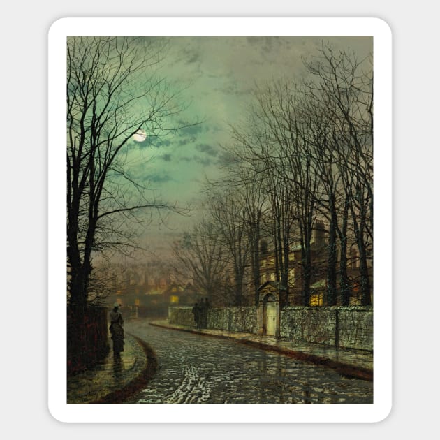 The Tryst by John Atkinson Grimshaw Sticker by Classic Art Stall